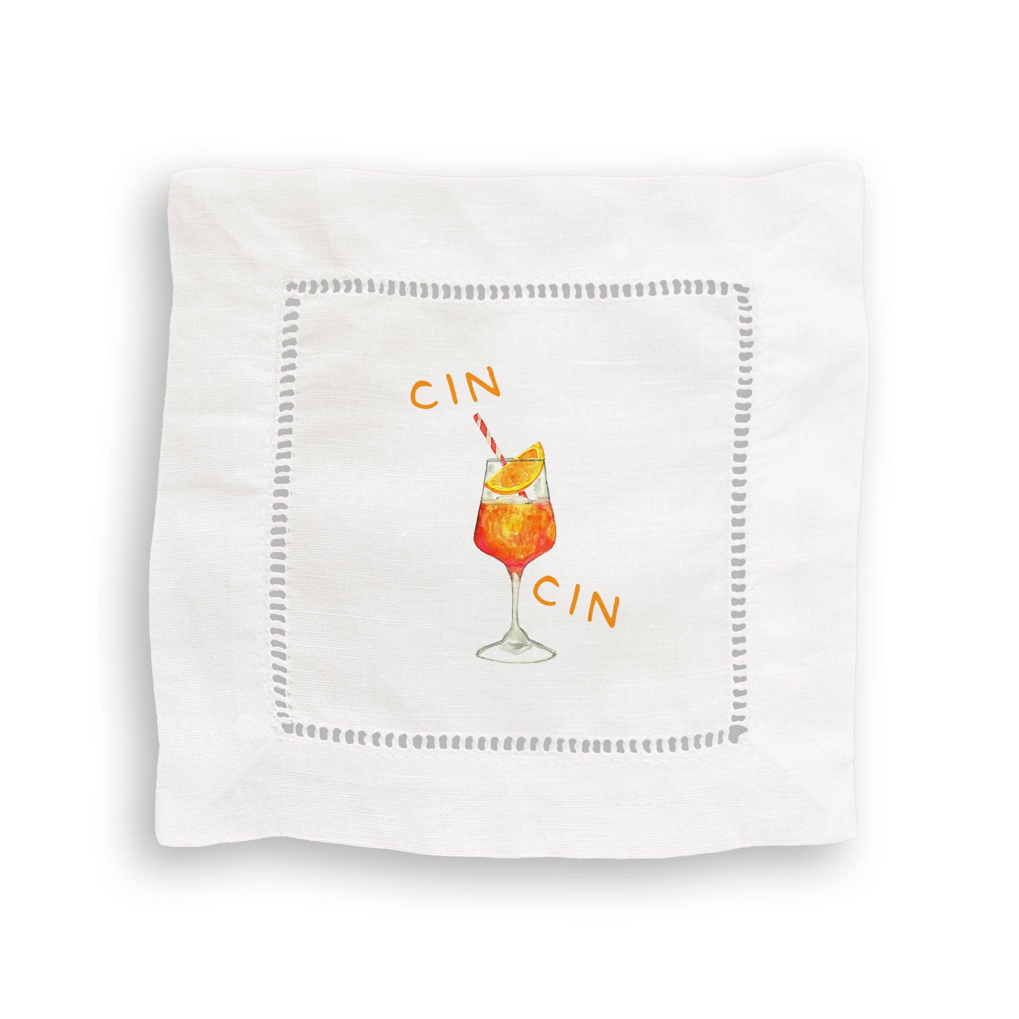 Aperol Spritz Linen Cocktail Napkins - Set of 4
