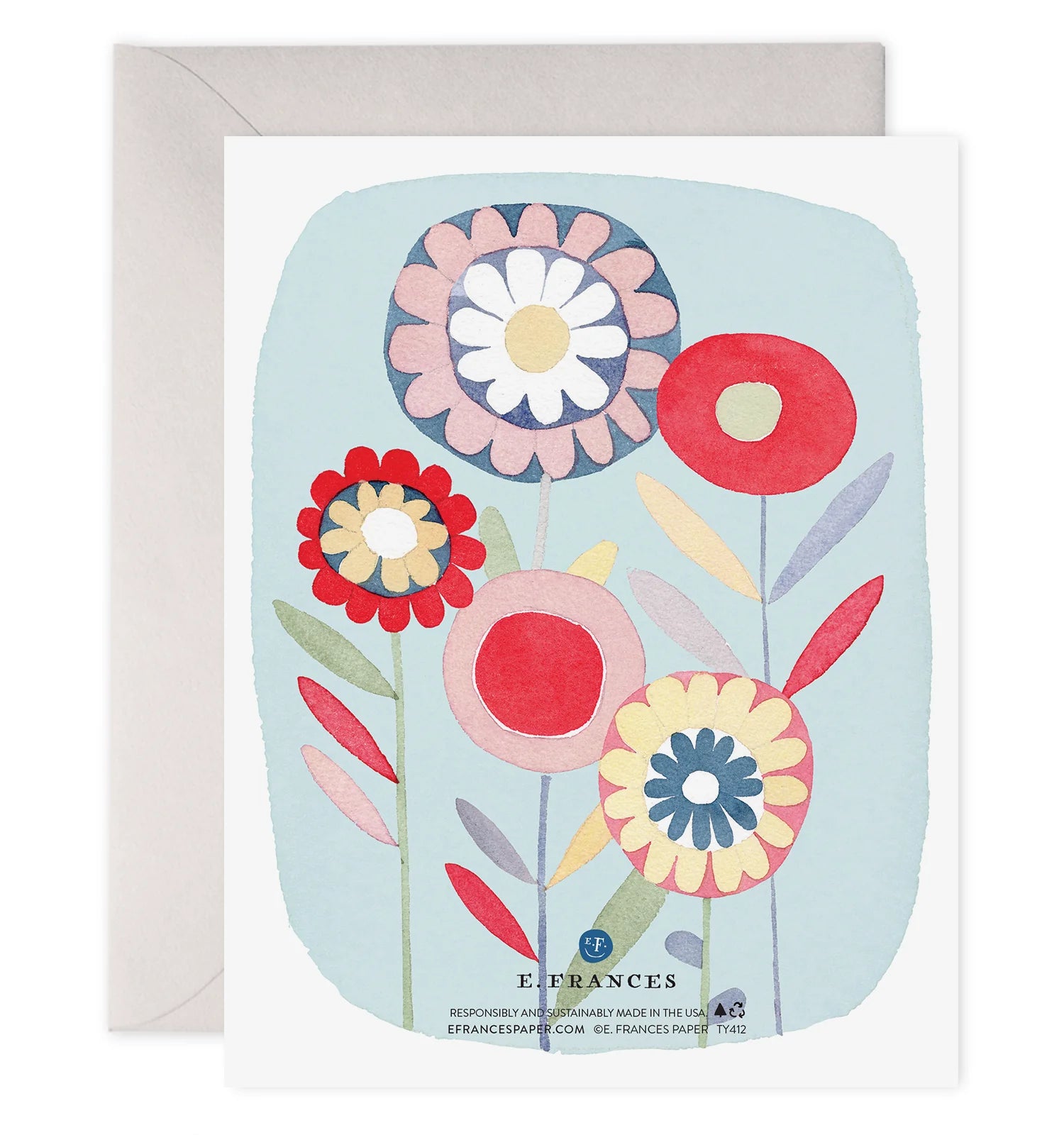 Folky Flowers Thanks Greeting Card